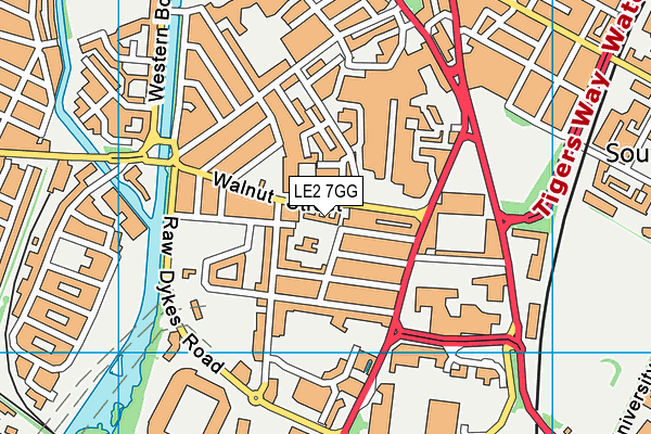 LE2 7GG map - OS VectorMap District (Ordnance Survey)