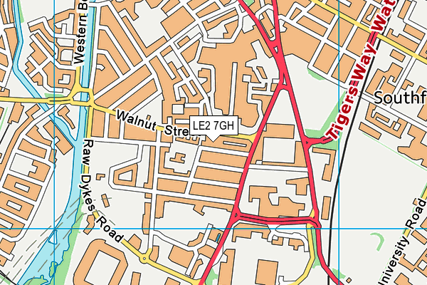 LE2 7GH map - OS VectorMap District (Ordnance Survey)