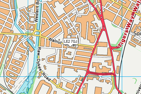 LE2 7GJ map - OS VectorMap District (Ordnance Survey)
