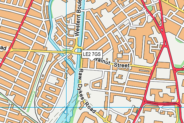 LE2 7GS map - OS VectorMap District (Ordnance Survey)