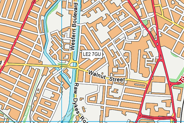 LE2 7GU map - OS VectorMap District (Ordnance Survey)