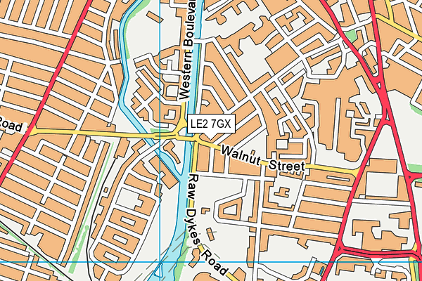 LE2 7GX map - OS VectorMap District (Ordnance Survey)