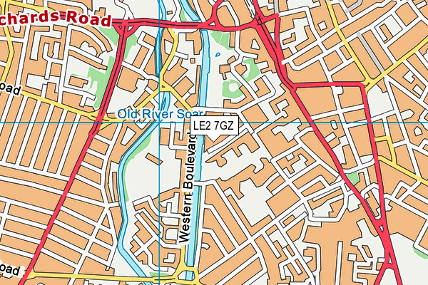 LE2 7GZ map - OS VectorMap District (Ordnance Survey)