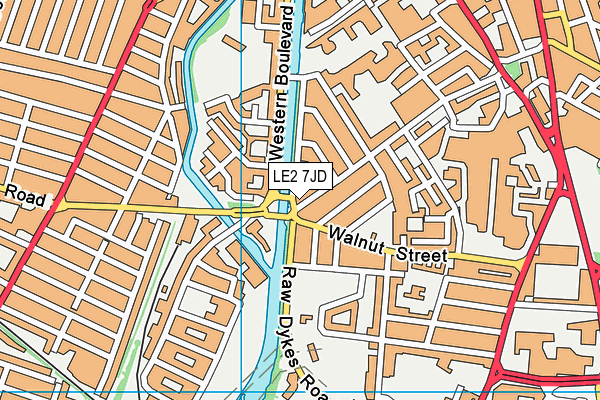 LE2 7JD map - OS VectorMap District (Ordnance Survey)