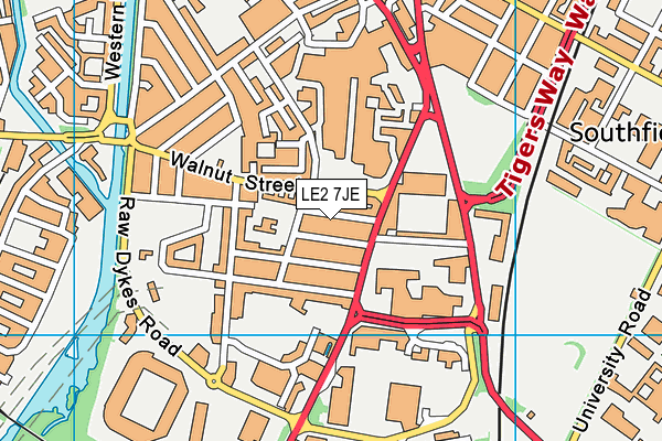 LE2 7JE map - OS VectorMap District (Ordnance Survey)