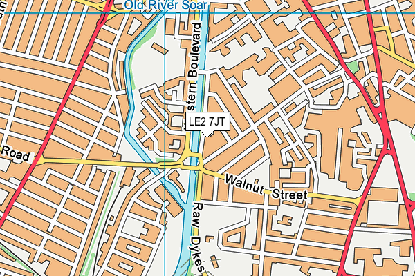 LE2 7JT map - OS VectorMap District (Ordnance Survey)