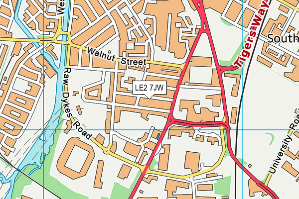 LE2 7JW map - OS VectorMap District (Ordnance Survey)