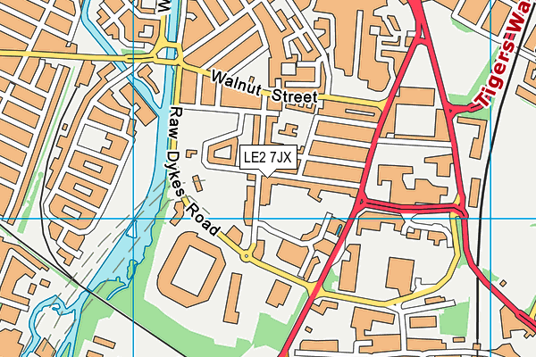 LE2 7JX map - OS VectorMap District (Ordnance Survey)
