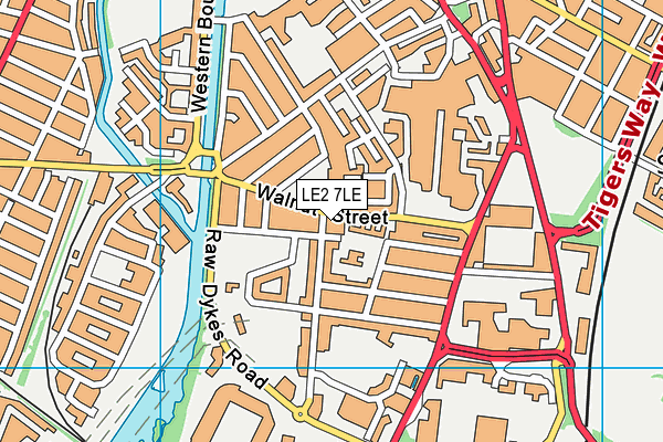 LE2 7LE map - OS VectorMap District (Ordnance Survey)