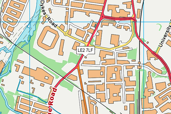 LE2 7LF map - OS VectorMap District (Ordnance Survey)