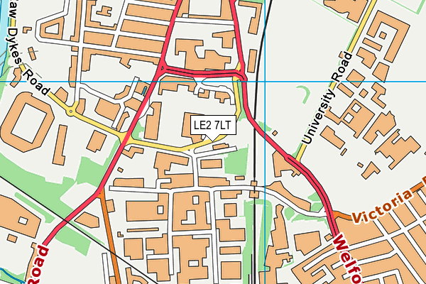 LE2 7LT map - OS VectorMap District (Ordnance Survey)