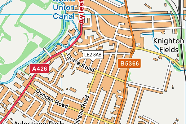 LE2 8AB map - OS VectorMap District (Ordnance Survey)
