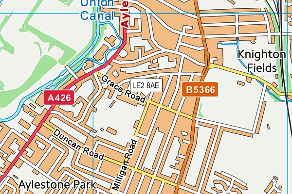 LE2 8AE map - OS VectorMap District (Ordnance Survey)