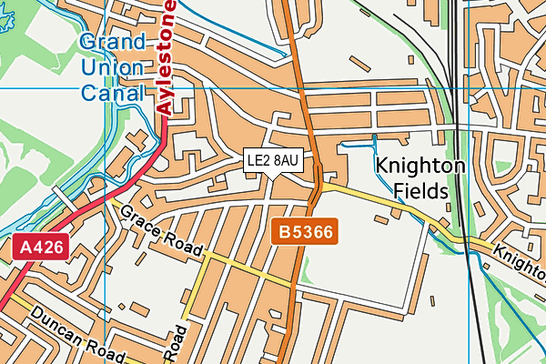 LE2 8AU map - OS VectorMap District (Ordnance Survey)