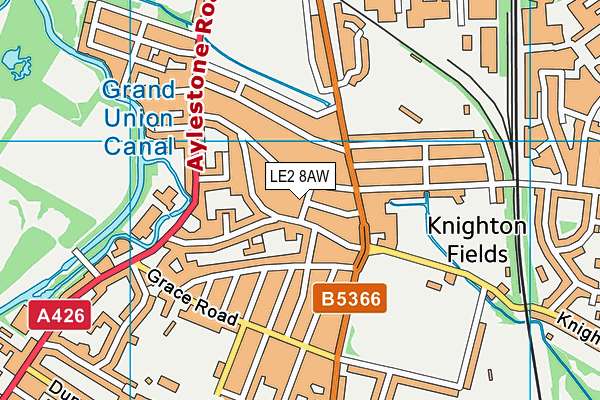 LE2 8AW map - OS VectorMap District (Ordnance Survey)