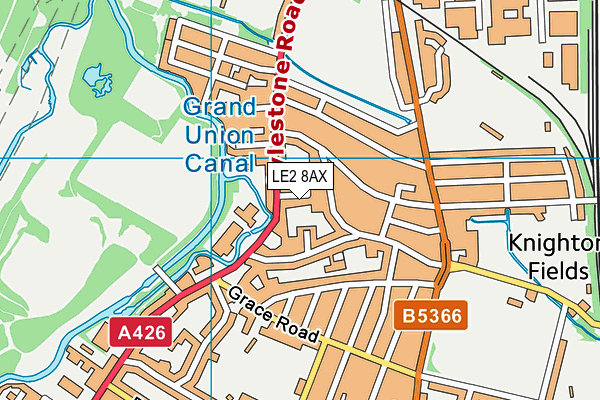 LE2 8AX map - OS VectorMap District (Ordnance Survey)