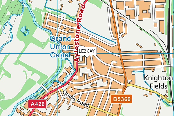 LE2 8AY map - OS VectorMap District (Ordnance Survey)