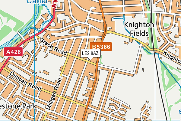 LE2 8AZ map - OS VectorMap District (Ordnance Survey)