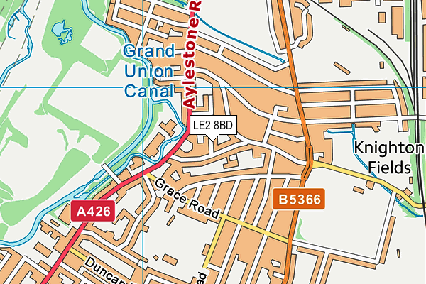 LE2 8BD map - OS VectorMap District (Ordnance Survey)