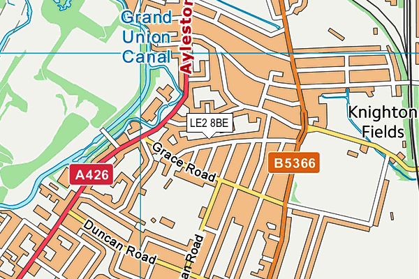 LE2 8BE map - OS VectorMap District (Ordnance Survey)