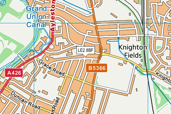 LE2 8BF map - OS VectorMap District (Ordnance Survey)