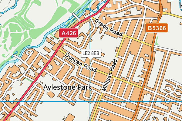 LE2 8EB map - OS VectorMap District (Ordnance Survey)