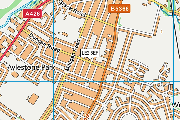LE2 8EF map - OS VectorMap District (Ordnance Survey)