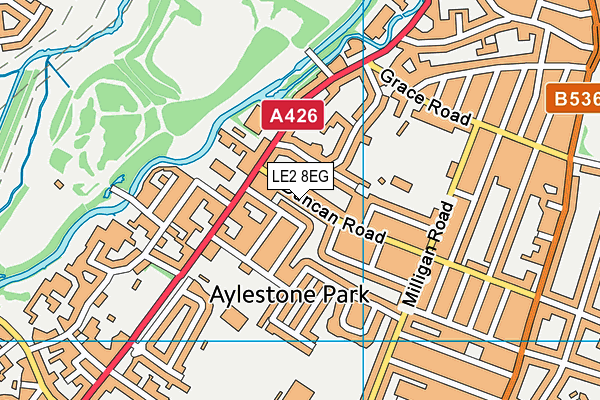 LE2 8EG map - OS VectorMap District (Ordnance Survey)