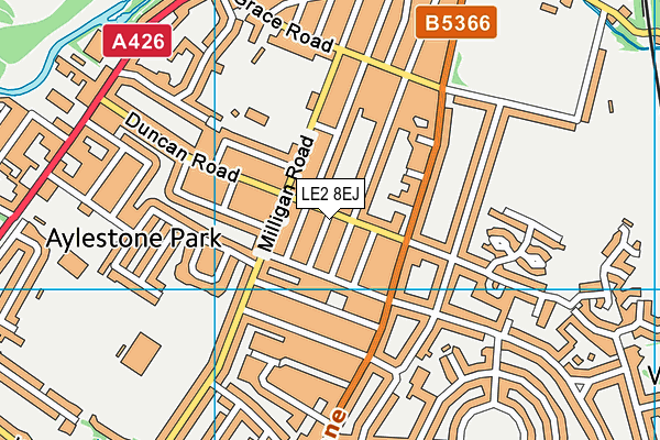 LE2 8EJ map - OS VectorMap District (Ordnance Survey)