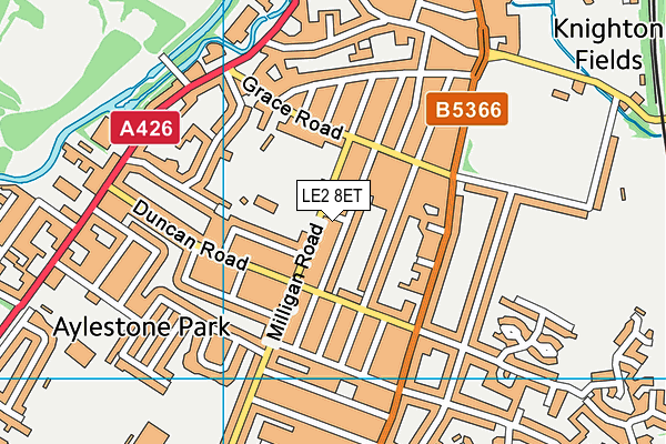LE2 8ET map - OS VectorMap District (Ordnance Survey)