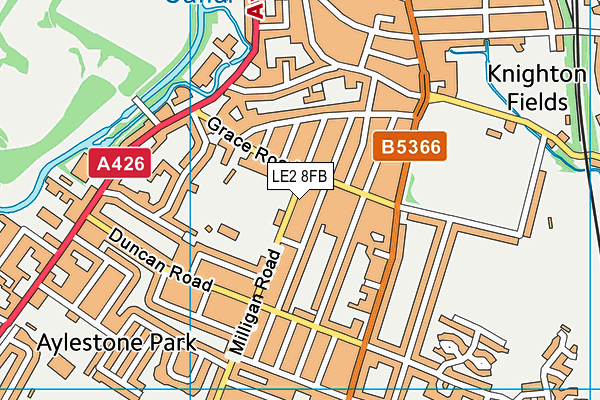 LE2 8FB map - OS VectorMap District (Ordnance Survey)
