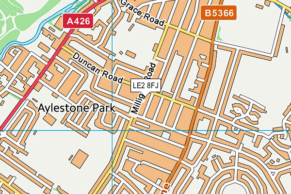 LE2 8FJ map - OS VectorMap District (Ordnance Survey)