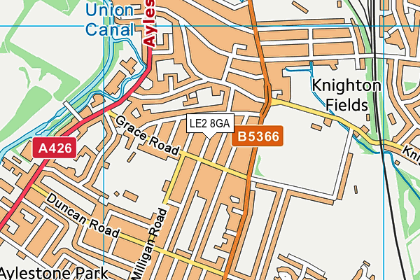 LE2 8GA map - OS VectorMap District (Ordnance Survey)