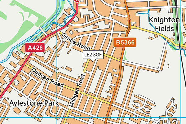 LE2 8GF map - OS VectorMap District (Ordnance Survey)