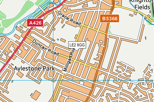 LE2 8GG map - OS VectorMap District (Ordnance Survey)
