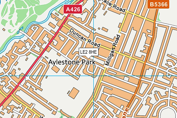 LE2 8HE map - OS VectorMap District (Ordnance Survey)