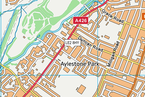 LE2 8HY map - OS VectorMap District (Ordnance Survey)