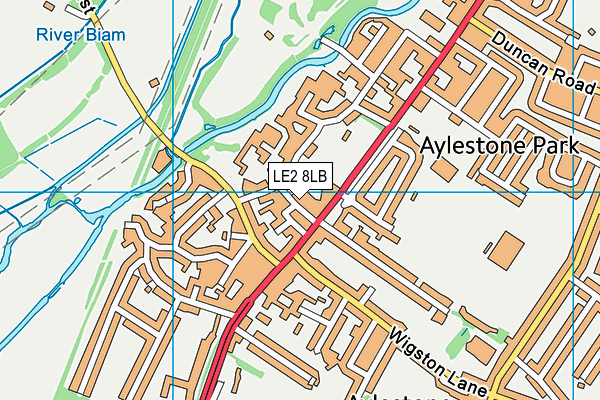 LE2 8LB map - OS VectorMap District (Ordnance Survey)