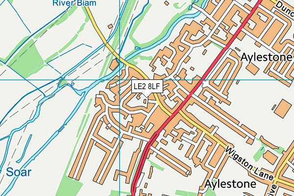 LE2 8LF map - OS VectorMap District (Ordnance Survey)