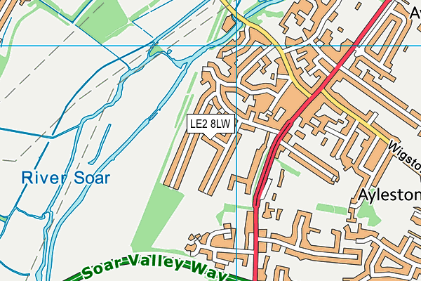 LE2 8LW map - OS VectorMap District (Ordnance Survey)