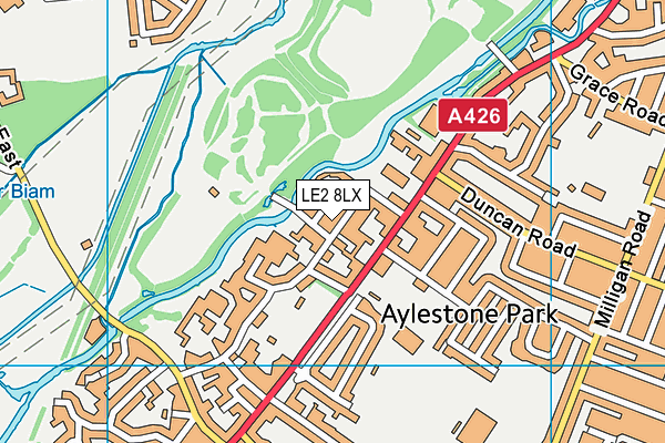 LE2 8LX map - OS VectorMap District (Ordnance Survey)