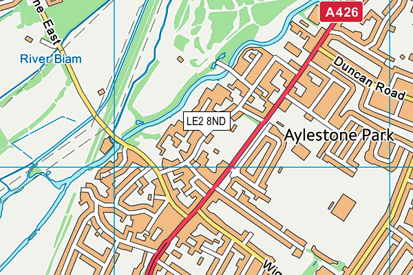Aylestone Hall Gardens map (LE2 8ND) - OS VectorMap District (Ordnance Survey)