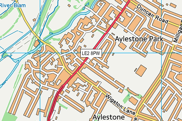 LE2 8PW map - OS VectorMap District (Ordnance Survey)