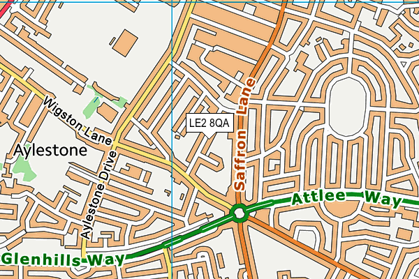 LE2 8QA map - OS VectorMap District (Ordnance Survey)