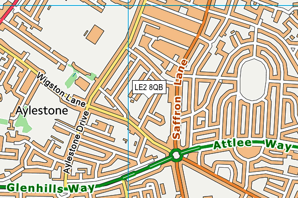 LE2 8QB map - OS VectorMap District (Ordnance Survey)