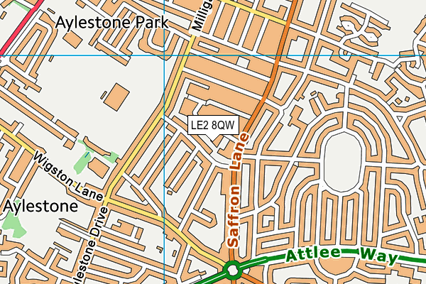 LE2 8QW map - OS VectorMap District (Ordnance Survey)