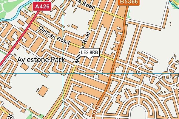 LE2 8RB map - OS VectorMap District (Ordnance Survey)