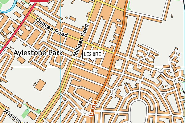 LE2 8RE map - OS VectorMap District (Ordnance Survey)