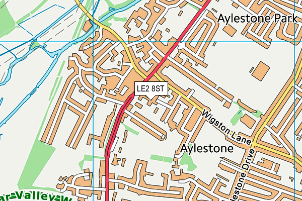 LE2 8ST map - OS VectorMap District (Ordnance Survey)