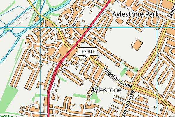 LE2 8TH map - OS VectorMap District (Ordnance Survey)